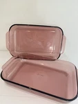 Set Vintage Pyrex 232-R Cranberry Glass Casserole Baking Dish 2QT 11X 7X 1.5. Fixed Price $35.00.