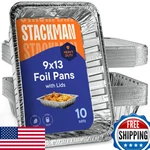 Stack Man Aluminum Pans 9X13 Disposable Foil Lids 10-SETS Large. Fixed Price $32.75.