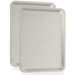 Commercial Quality Baking Sheet Pan Set, Natural Aluminum 13X9.5IN, Sliver. Fixed Price $28.83.