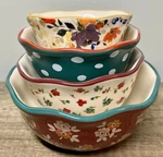 The Pioneer Woman Nesting Measuring Cups Set Of Floral Stoneware 1/4. Fixed Price $19.99.