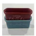 Abbey Press Ceramic Mini Loaf Pans 2PC 1 Cup Blue/red Oven/mw/freezer Safe. Fixed Price $18.00.