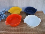 Sweejar Round 4.5" Souffle Dishes, Double Handle Ramekins Multi Color. Fixed Price $11.99.