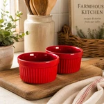 The Pioneer Woman Fluted Ramekin Bowls Stoneware Set Of 2 Retired Pattern. Fixed Price $19.99.