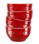 Staub Ceramic Round Bowl Set Of 4 Pieces. Cherry. Fixed Price $98.95.