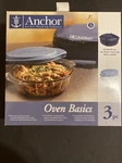 Anchor Hocking 3 Piece Oven Basics 2 Quart Glass Baking Set With Tote - Nib. Fixed Price $24.99.