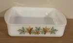 Mcm Vintage Glasbake Maple Leaf 8" Square Casserole Baking Dish #J-2428-8. Fixed Price $18.95.