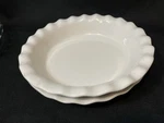 Corning Etch Stoneware Pie Plates Purple /white Scalloped Edge 9.5" 2X. Fixed Price $32.99.