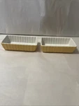 (2) Housewares International Mini 6 X 3.5 Inch Baking Dishes Yellow/white. Fixed Price $12.00.