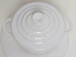 Le Creuset Mini Stoneware Round Cocotte White 8 Oz. Fixed Price $34.99.