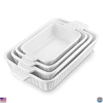 Porcelain Casserole Dishes Set Of 4, Rectangular Bakeware With Handles, White. Fixed Price $89.36.
