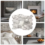 Concord Wallcoverings 3D Faux Stone Panels, Pack Of 10, Grey Wild Boulde.... Fixed Price $138.26.