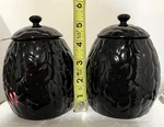 Temp-tations By Tara Ceramic Black Carved Willow Canisters W/lids 6 Inches SET/2. Fixed Price $19.87.