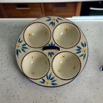 Temptations By Tara Old World Blue 4 Section Condiment Dip Tray Serving Dish. Fixed Price $22.39.