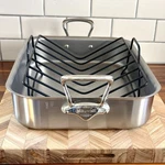 Mauviel 1830 Stainless Steel Roasting Pan With Rack 15.7" X 11.8" Made France. Fixed Price $200.00.