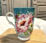 The Pioneer Woman Melody Teal Latte Mug/cup - 2821DVD 18 Oz. Floral Poppies. Fixed Price $11.99.