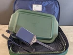 Pyrex Portables Thermal Bag, Glass Dish, Utensils 13"X9"X2" 233-S Quart Green. Fixed Price $17.99.