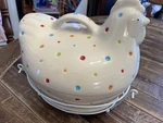 Temptations Polka Dot Rooster 2 Qt Oven Table Roaster W/ Hot Plate & Rack. Fixed Price $60.00.
