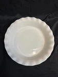 Corningware Etch. Pie Plate 9.5" White W/red Bottom Stoneware Ruffled Edge Euc!. Fixed Price $20.00.
