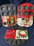 Wilton Christmas Cookies & Wreath Pans 3/LOT New. Fixed Price $25.00.