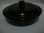 Bobby Flay Bf Portugal Plancha 9 1/2" Round Brown Green Covered Casserole Baker. Fixed Price $35.00.