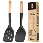 Pack Of 2 Silicone Spatula, Non Stick Cooking Utensil Set Wooden Handle Kitch.... Fixed Price $17.82.