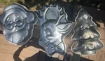 Vintage Wilton Christmas Cake Pans Set Santa, Reindeer, Tree 1986-88. Fixed Price $30.99.