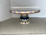 World Bazaar Inc Hand Painted Ceramic Cake Stand Multicolored 5 Pedestal 11. Fixed Price $32.00.