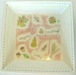 Thanksgiving Square Serving Dish 8 Inch Fall Grasslands Road Farmhouse Red White. Fixed Price $12.99.