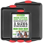 Nutrichef 3-PIECE Nonstick Kitchen Oven Baking Pans Set, Black. Fixed Price $30.99.