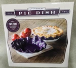 Stoneware Pie Dish 2 Beige Gray Pans 10.5 With Ruffled Edges Set Glazed Finish. Fixed Price $17.99.