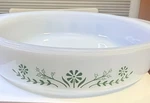 Vintage Glasbake Casserole Baking Dish J2429 Green Daisy Round 8 No Lid #1. Fixed Price $25.00.