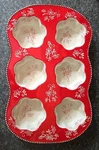 Temptations By Tara Floral Lace Muffin Pan 6 Cup Red Ceramic Oven Safe Bakeware. Fixed Price $28.00.