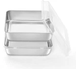 8X8 Inch Square Baking Cake Pan With Lid Set Of 2, Stainless Steel Brownie Lasag. Fixed Price $27.96.