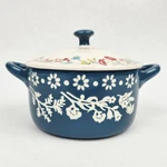 Pioneer Woman Fancy Flourish Blue Mini Casserole Dish Lid Stoneware Cocotte 14OZ. Fixed Price $12.95.
