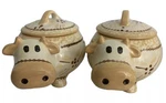 2 Temp-rations Presentable Ovenware By Tara Old World Tan Cow Soup & Lid Crocks. Fixed Price $24.99.