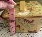 Artland Glazed Clay Casserole Dish. Margaux Pattern. 7 Wide, 3 1/2 Height.. Fixed Price $24.00.