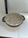 Temptations Presentable Ovenware Tara 1.0 Qt Floral Lace Burgandy Red Bakeware. Fixed Price $14.99.
