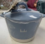 Rae Dunn Artisan Blue Bake Dish W Lid Floral Ceramic Covered Casserole. Fixed Price $24.00.