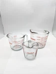 Vintage Anchor Hocking Glass Measuring Cup Set 1 2 4 Crisp Red Usa Microwave. Fixed Price $48.00.