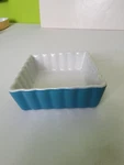 Housewares International Mini Square Fluted Baking Dish Blue White. Fixed Price $13.39.