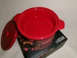 Gourmet Du Village, French Ceramic Brie Or Dip Baker With Lid, Red, New In Box. Fixed Price $33.40.