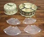 Temptations Green Old World Ceramic Covered Cake Dome Chip Dip Platter Party Set. Fixed Price $129.99.