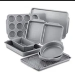 10 Piece Metal Bakeware Set Muffin Pan Loaf Cake Baking Sheet Gray -new. Fixed Price $50.00.