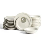 Lain Oasis Stoneware 24PC Dinnerware Dish Set, Service For 8 (open Box). Fixed Price $25.18.