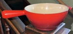 Creuset Red Cast Iron Cassadou Deep Skillet No Lid Large 4 X8. Fixed Price $69.99.