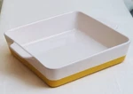 White With Yellow Dip Crofton Stoneware Square Casserole Baking Dish 9.5" X 2.5". Fixed Price $28.98.