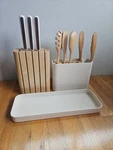 Caraway Cream 14-PIECE Kitchen Prep Set Knives & Wooden Utensils. Fixed Price $175.00.