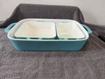 Beautiful 3-PIECE Ceramic Bakeware Nesting Set Vibrant Turquoise/aqua Color. Fixed Price $59.99.