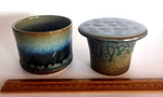 Signed Ray Artisan Piece French Stoneware Pottery Butter Bell Crock *3.25". Fixed Price $28.79.