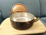 Incredible Large Hammered French Copper Rondeau Pot & Lid (mauviel?) 2.5MM 28CM. Fixed Price $450.00.